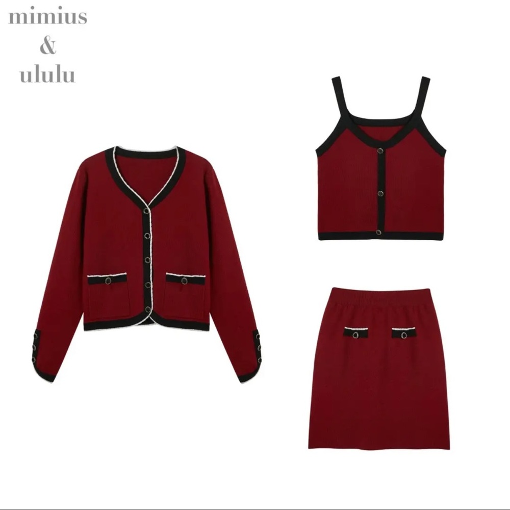 3-Piece Skirt Cardigan Tank Set